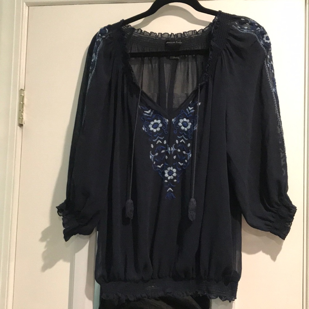 Sheer Blue Boho Top